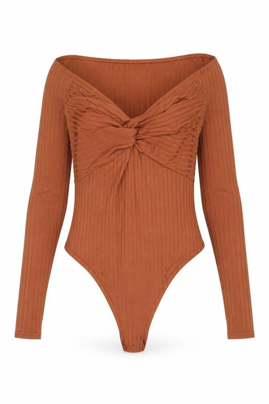 Womens UK Size 10 Boohoo One-Piece Brown Bodysuit