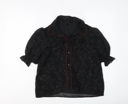Womens UK Size M Zara Black Basic Button-Up