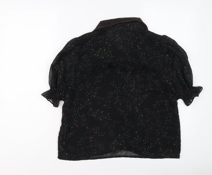 Womens UK Size M Zara Black Basic Button-Up