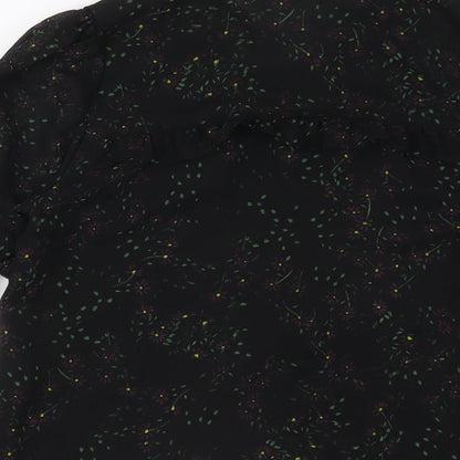 Womens UK Size M Zara Black Basic Button-Up