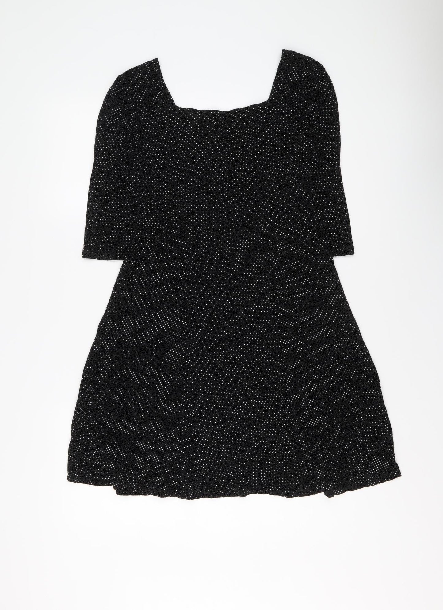 Cooperative Womens Black Polka Dot Viscose Trapeze & Swing Size S Round Neck Pullover