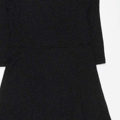 Cooperative Womens Black Polka Dot Viscose Trapeze & Swing Size S Round Neck Pullover
