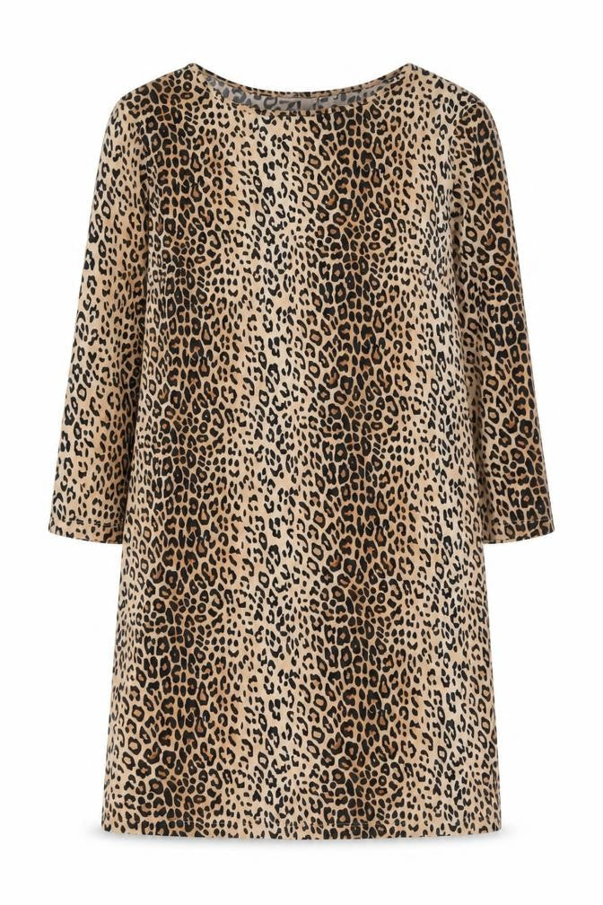 Forever 21 Womens Brown Animal Print Polyester A-Line Size XL Round Neck Pullover - Leopard pattern