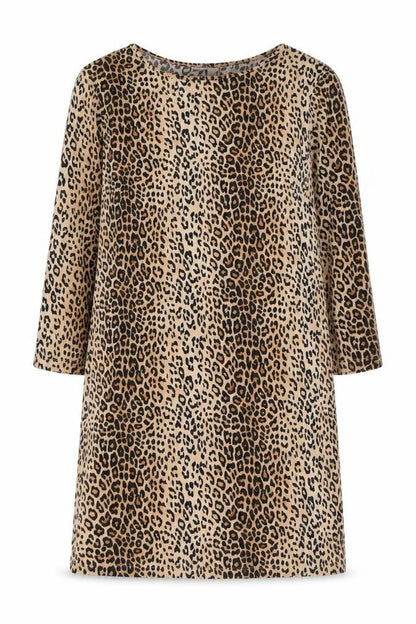 Forever 21 Womens Brown Animal Print Polyester A-Line Size XL Round Neck Pullover - Leopard pattern