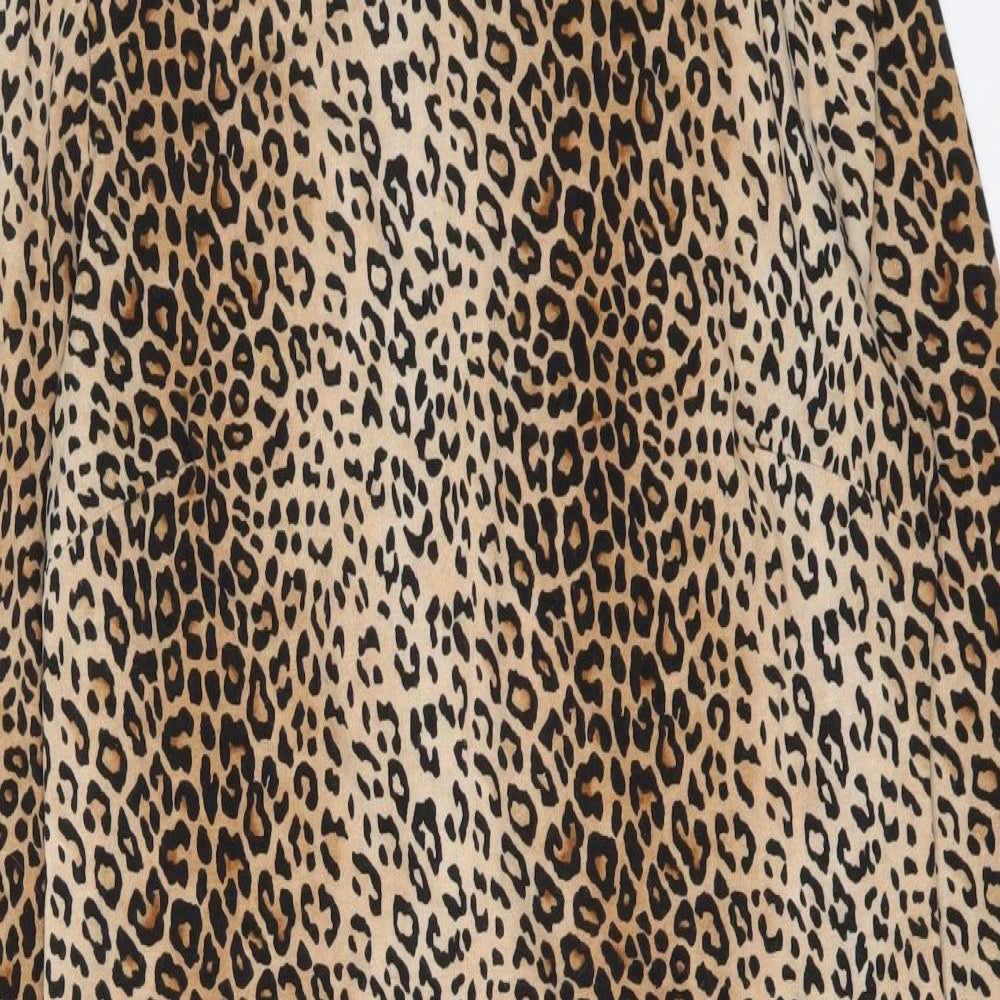 FOREVER 21 Womens Brown Animal Print Polyester A-Line Size XL Round Neck Pullover - Leopard pattern