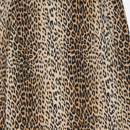 FOREVER 21 Womens Brown Animal Print Polyester A-Line Size XL Round Neck Pullover - Leopard pattern