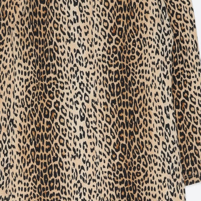 FOREVER 21 Womens Brown Animal Print Polyester A-Line Size XL Round Neck Pullover - Leopard pattern