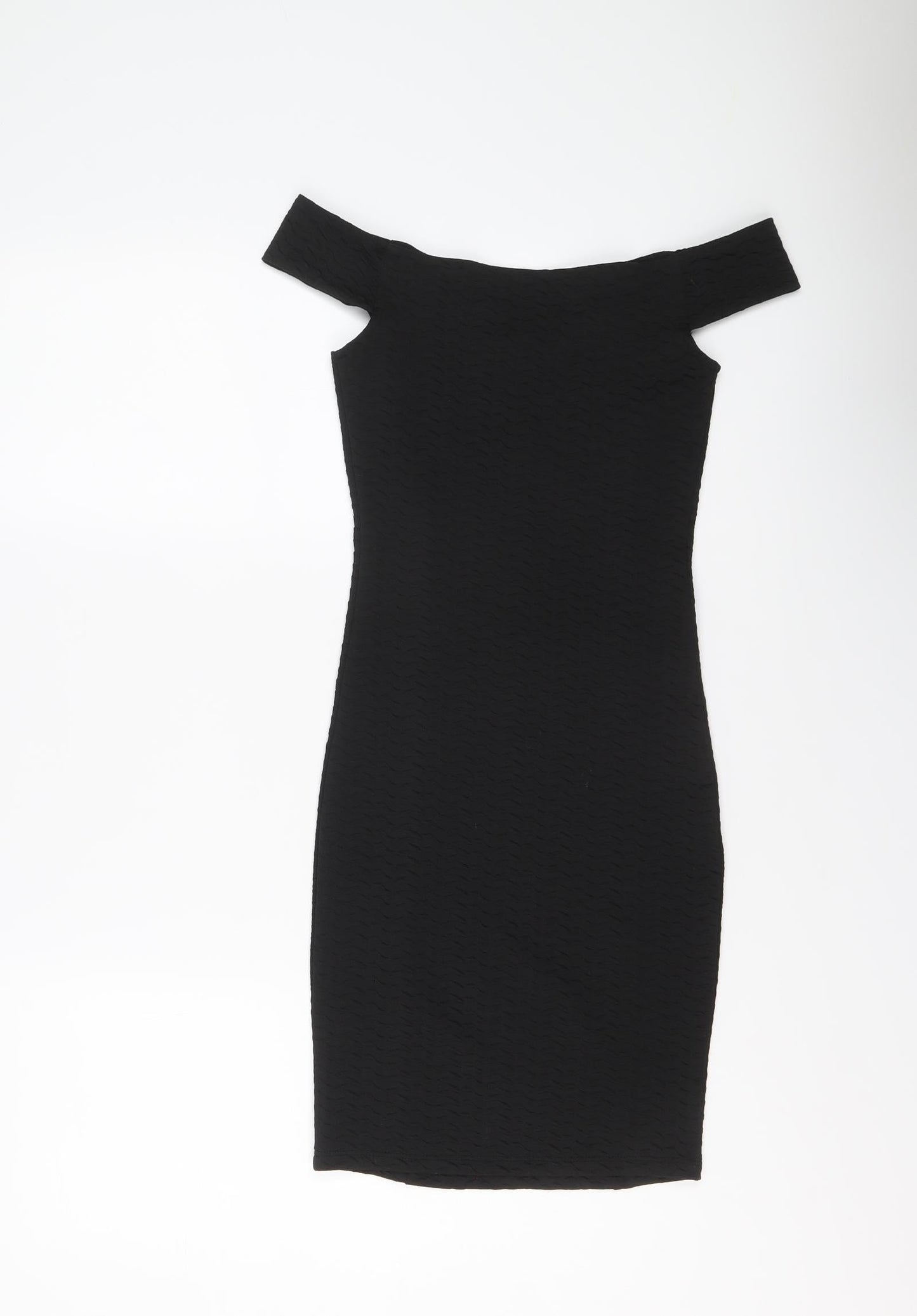 Miss Selfridge Womens Black Polyester Bodycon Size 6 Off the Shoulder Pullover