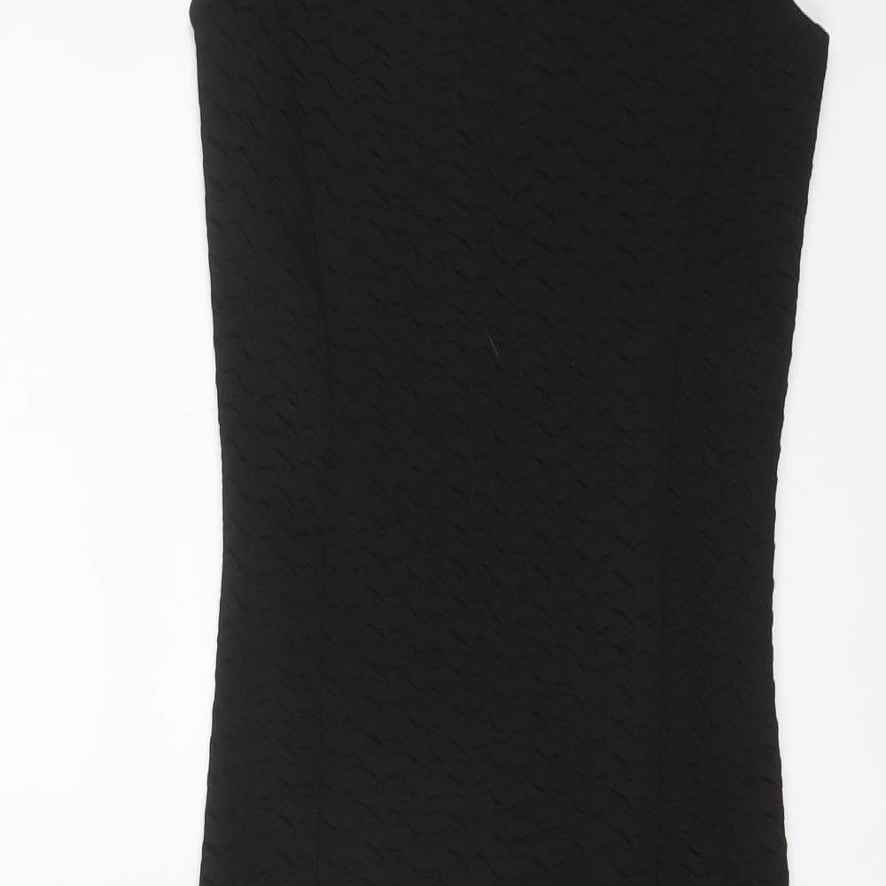 Miss Selfridge Womens Black Polyester Bodycon Size 6 Off the Shoulder Pullover