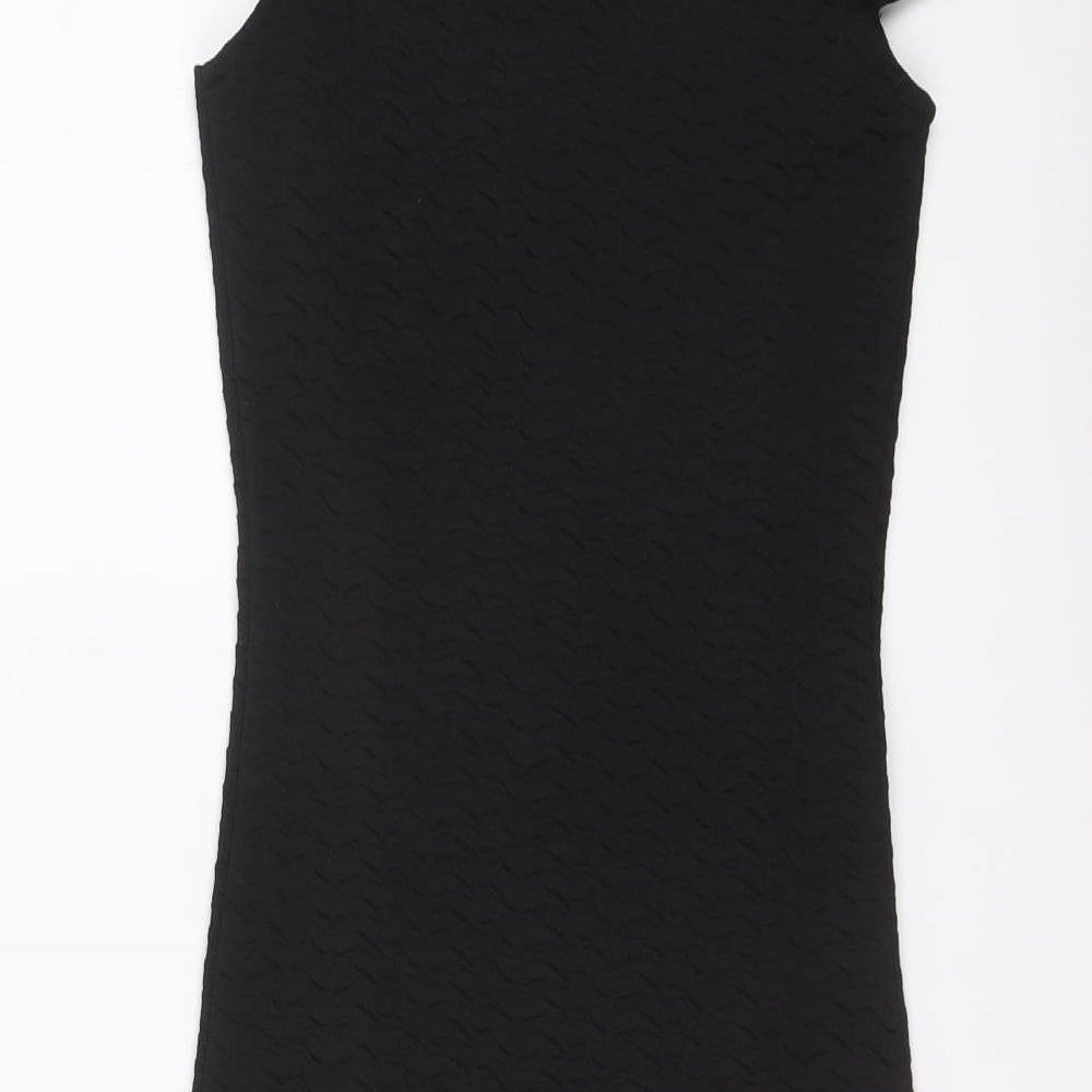 Miss Selfridge Womens Black Polyester Bodycon Size 6 Off the Shoulder Pullover
