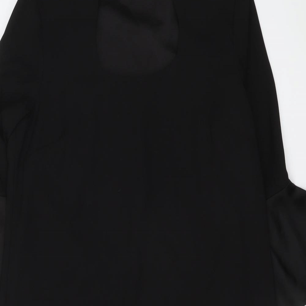 Marks and Spencer Womens Black Polyester A-Line Size 10 Round Neck Zip