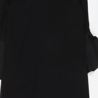 Marks and Spencer Womens Black Polyester A-Line Size 10 Round Neck Zip