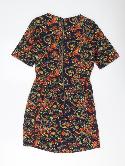 Missguided Womens Multicoloured Geometric Polyester A-Line Size 6 Round Neck Zip