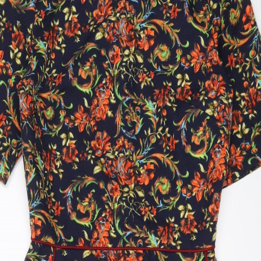 Missguided Womens Multicoloured Geometric Polyester A-Line Size 6 Round Neck Zip