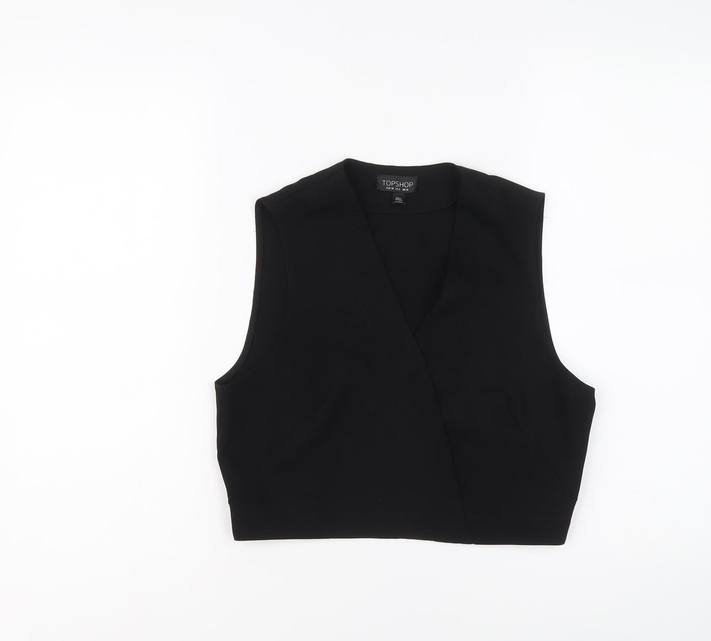Womens UK Size 10 Topshop Black Cropped Blouse