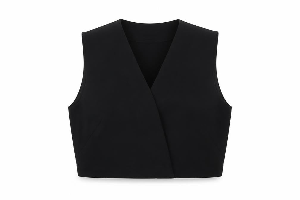 Womens UK Size 10 Topshop Black Cropped Blouse