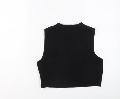 Womens UK Size 10 Topshop Black Cropped Blouse