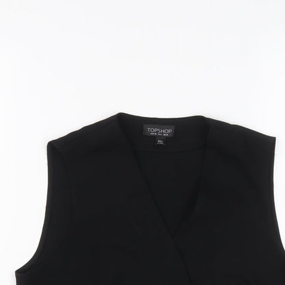 Womens UK Size 10 Topshop Black Cropped Blouse