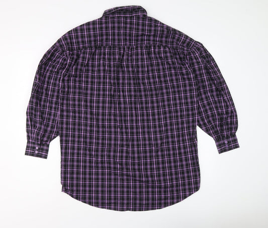 Noisy may Womens Purple Plaid Cotton Basic Button-Up Size S Collared