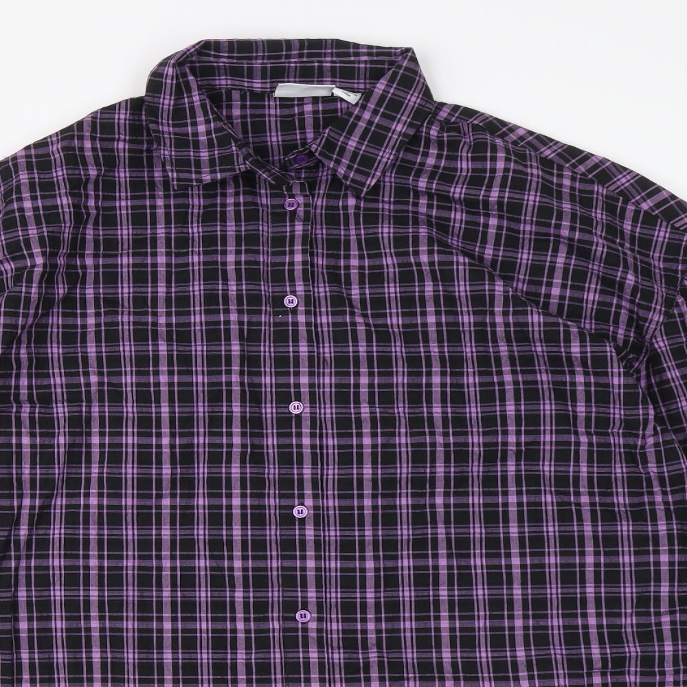Noisy may Womens Purple Plaid Cotton Basic Button-Up Size S Collared