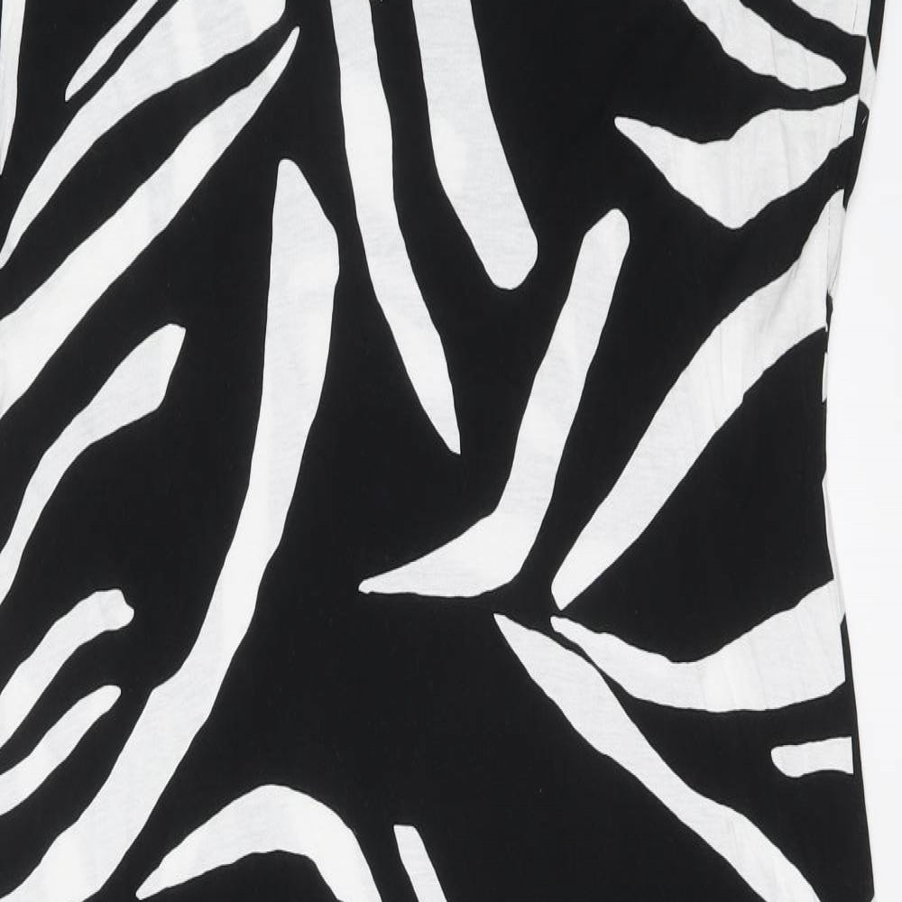 Marks and Spencer Womens Black Geometric Viscose A-Line Size 14 V-Neck Pullover