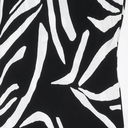 Marks and Spencer Womens Black Geometric Viscose A-Line Size 14 V-Neck Pullover