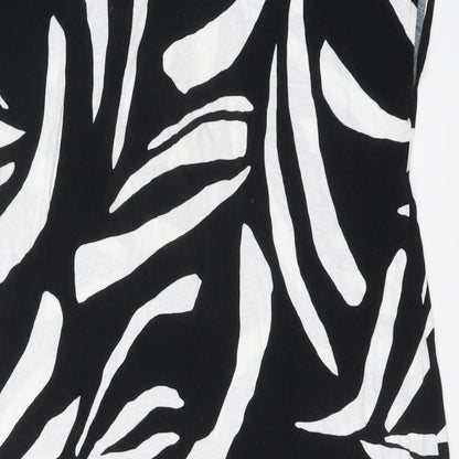 Marks and Spencer Womens Black Geometric Viscose A-Line Size 14 V-Neck Pullover