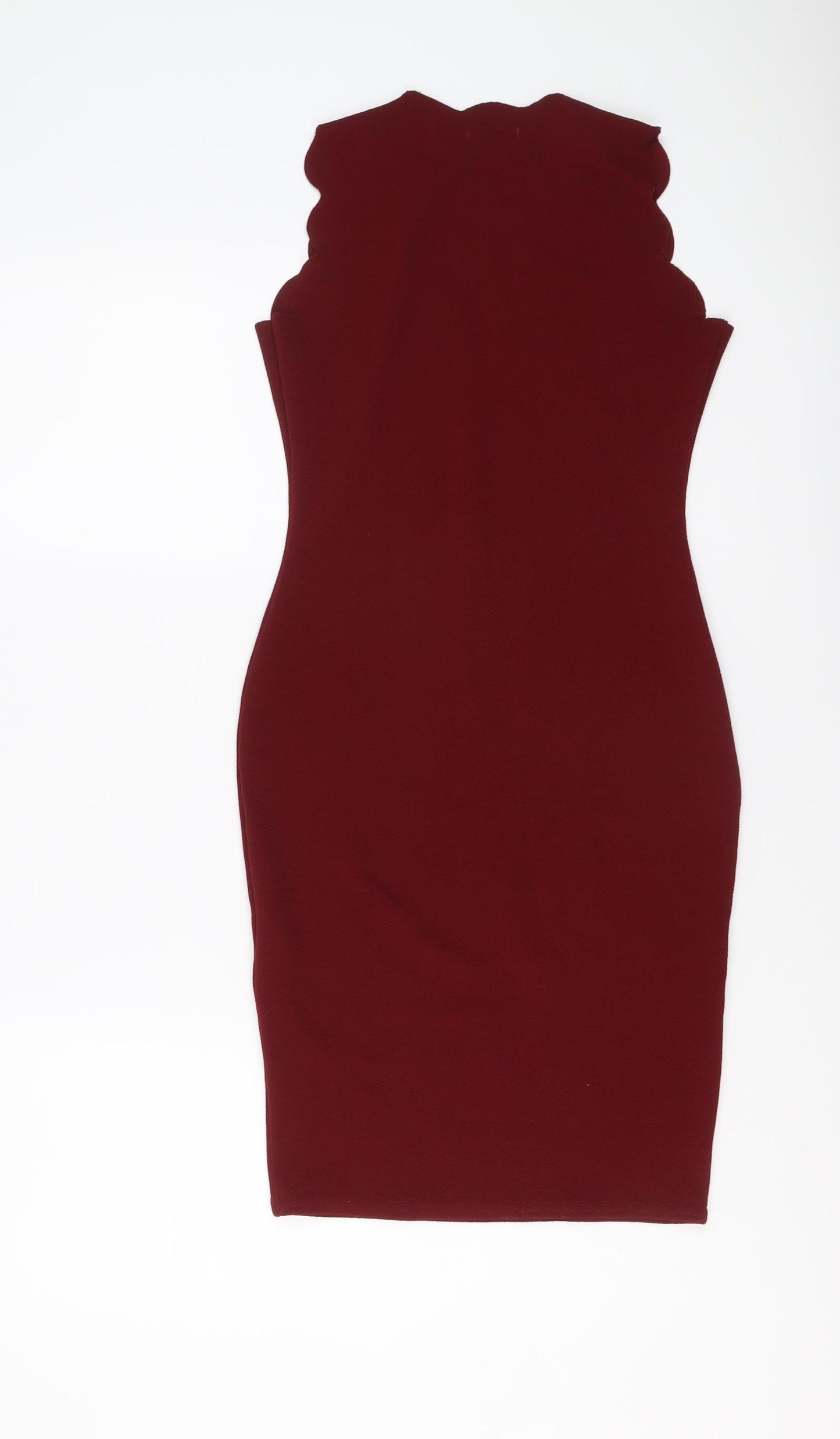 Boohoo Womens Red Polyester Bodycon Size 6 V-Neck Pullover