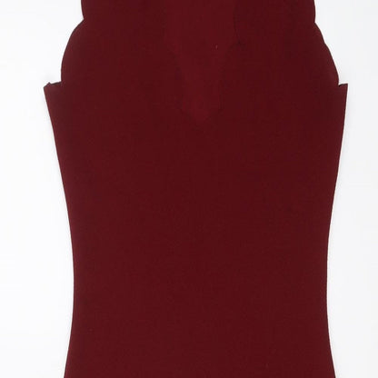 Boohoo Womens Red Polyester Bodycon Size 6 V-Neck Pullover