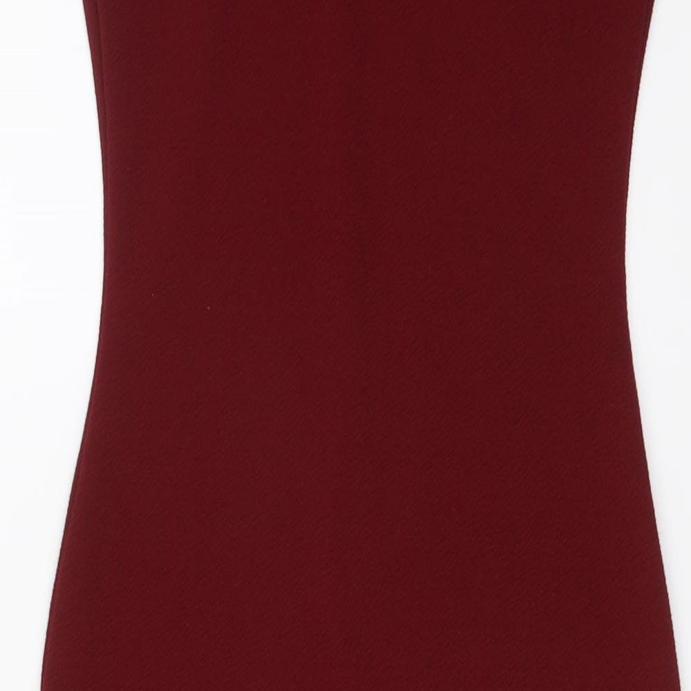 Boohoo Womens Red Polyester Bodycon Size 6 V-Neck Pullover