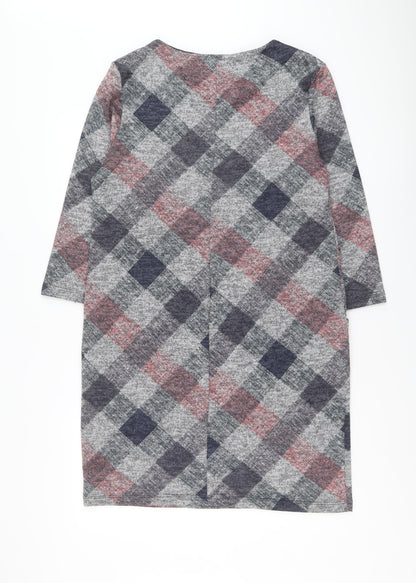 Roman Womens Multicoloured Geometric Polyester Shift Size 14 Round Neck Pullover