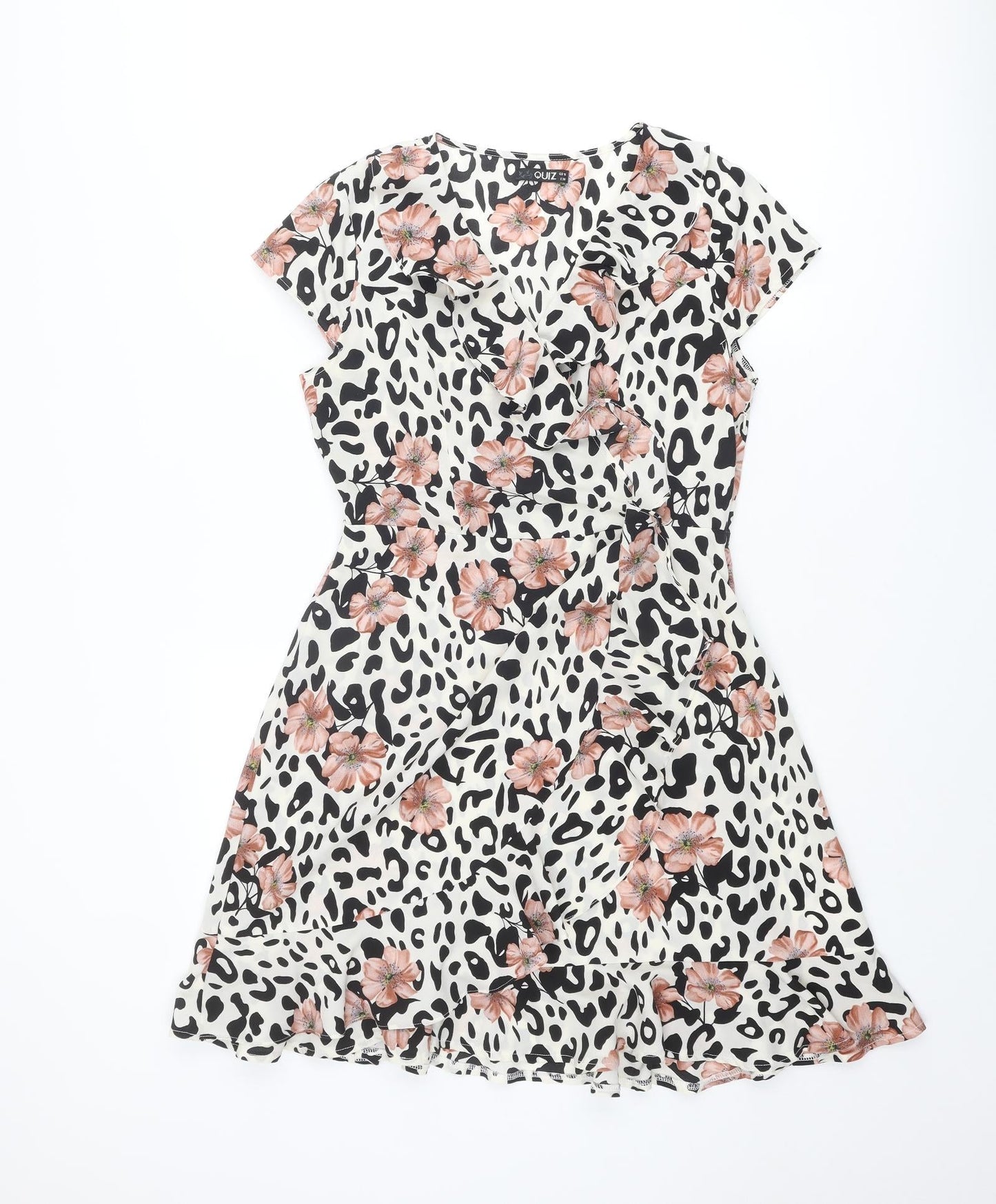 Quiz Womens Multicoloured Animal Print Polyester Fit & Flare Size 10 V-Neck Pullover - Floral