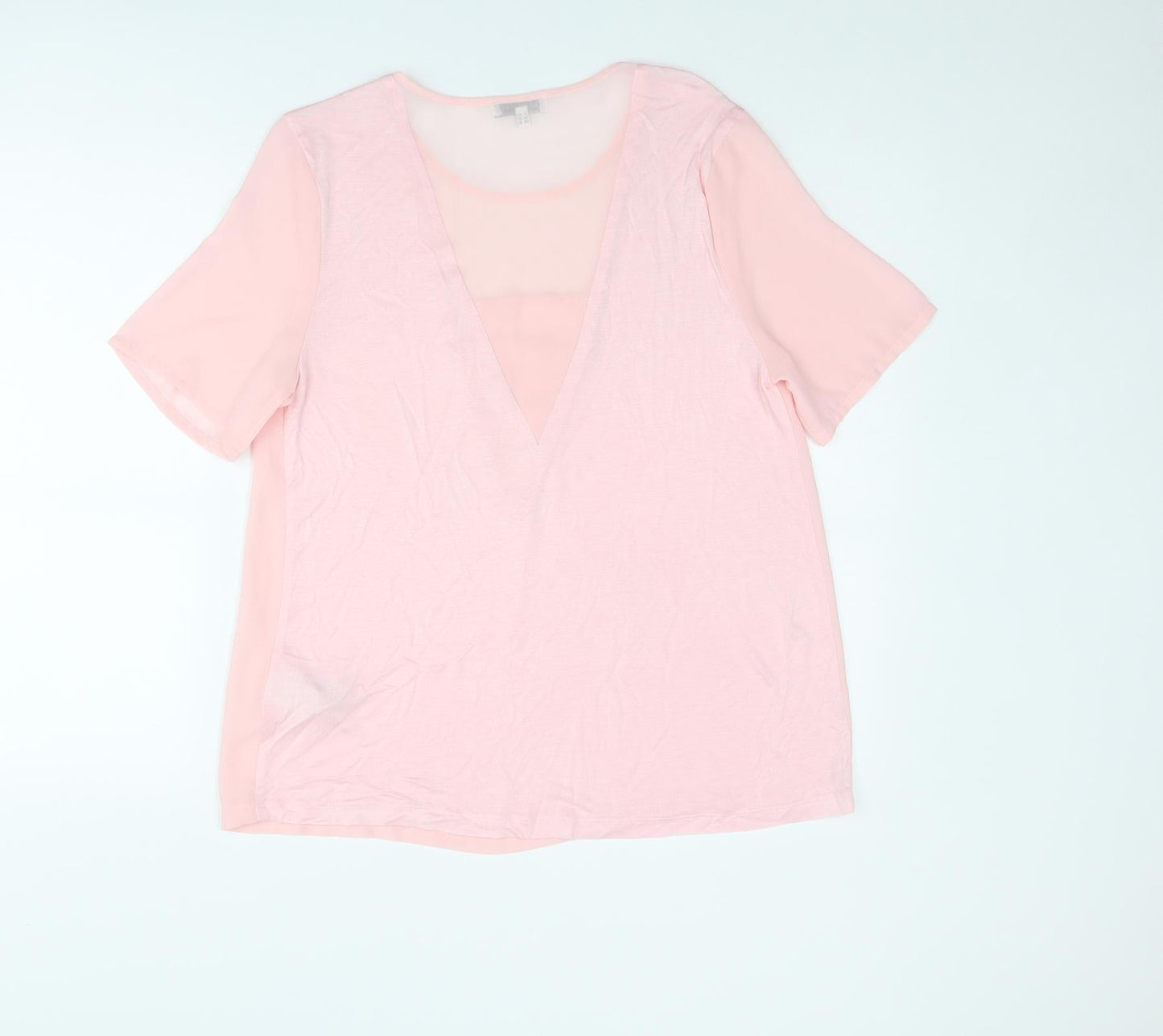 Womens UK Size 14 Warehouse Pink Basic T-Shirt