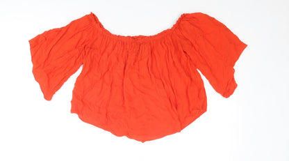 Womens UK Size S Zara Red Basic Blouse