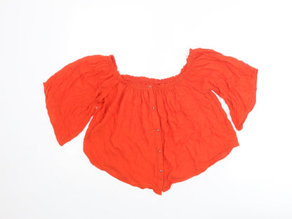 Womens UK Size S Zara Red Basic Blouse