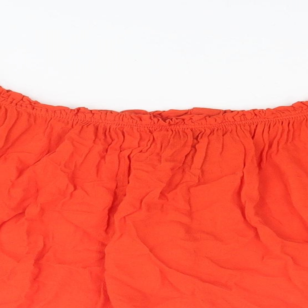Womens UK Size S Zara Red Basic Blouse