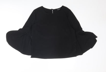Womens UK Size 8 Topshop Black Basic Blouse