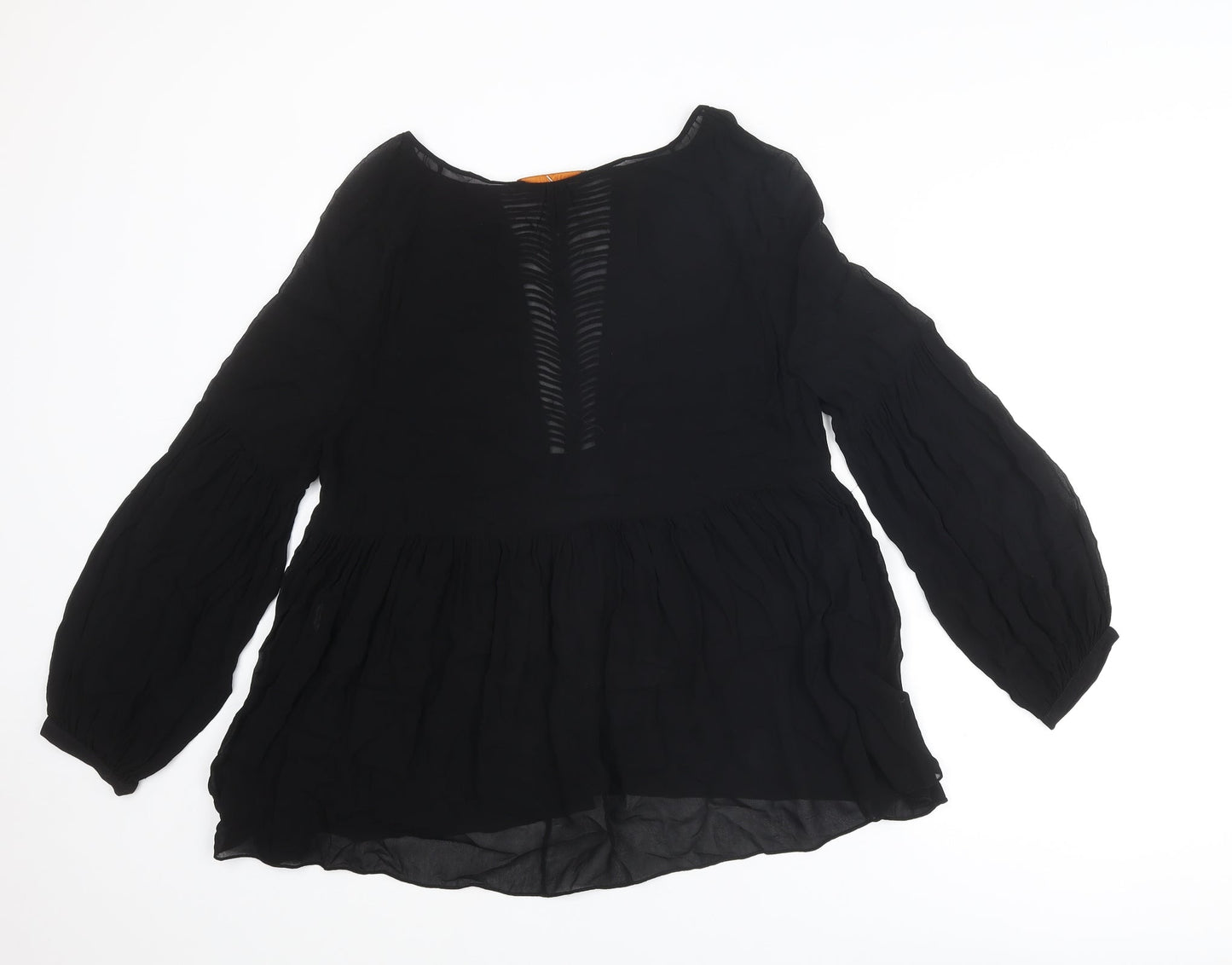 Animale Womens Black Polyester Basic Blouse Size 10 Round Neck