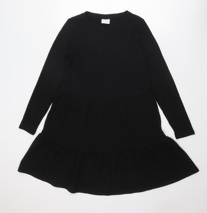 VILA Womens Black Polyester Jumper Dress Size S Boat Neck Pullover