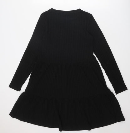 VILA Womens Black Polyester Jumper Dress Size S Boat Neck Pullover