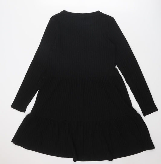 VILA Womens Black Polyester Jumper Dress Size S Boat Neck Pullover