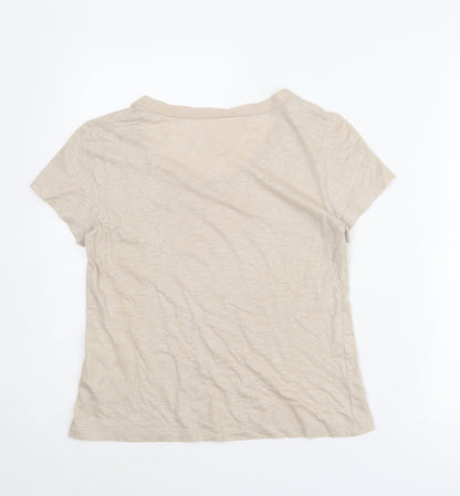 Womens UK Size 10 LUISA CERANO Beige Basic T-Shirt