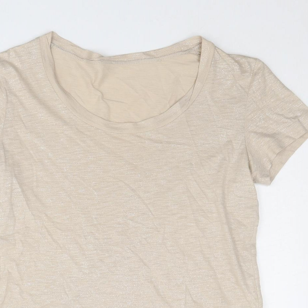 Womens UK Size 10 LUISA CERANO Beige Basic T-Shirt