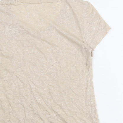 Womens UK Size 10 LUISA CERANO Beige Basic T-Shirt