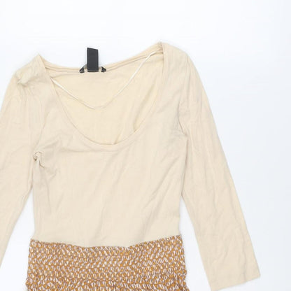 H&M Womens Multicoloured Geometric Viscose Fit & Flare Size XS Scoop Neck Pullover
