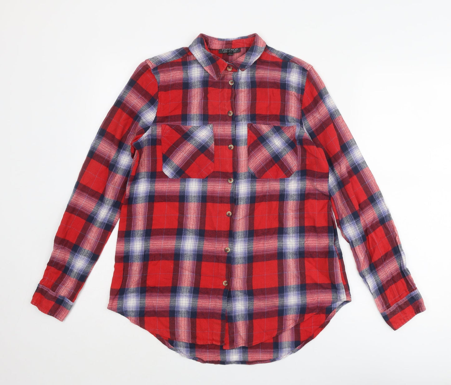 Womens UK Size 8 Topshop Multicoloured Basic Button-Up