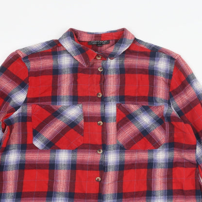 Womens UK Size 8 Topshop Multicoloured Basic Button-Up