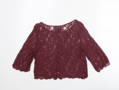 Womens UK Size 10 Divided by H&M Purple Cropped Blouse