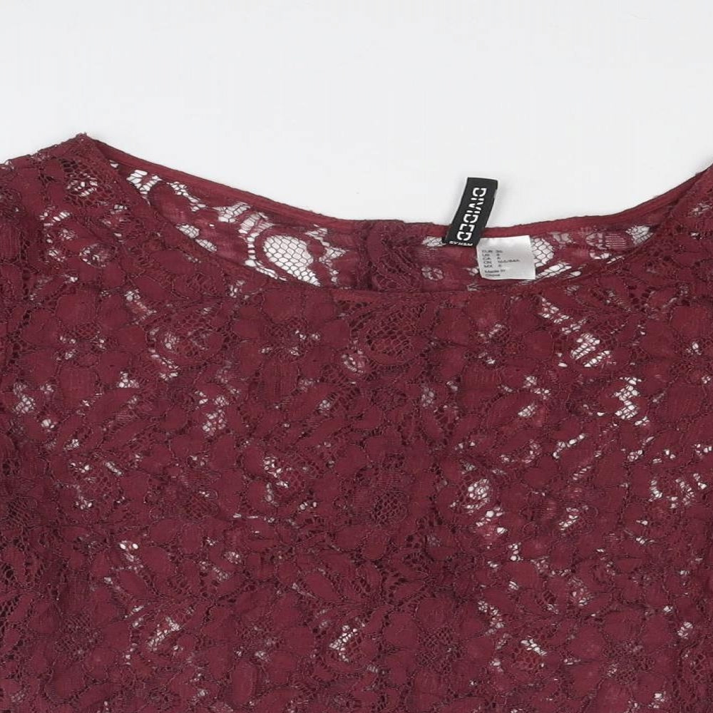 Womens UK Size 10 Divided by H&M Purple Cropped Blouse