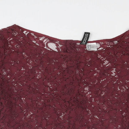 Womens UK Size 10 Divided by H&M Purple Cropped Blouse